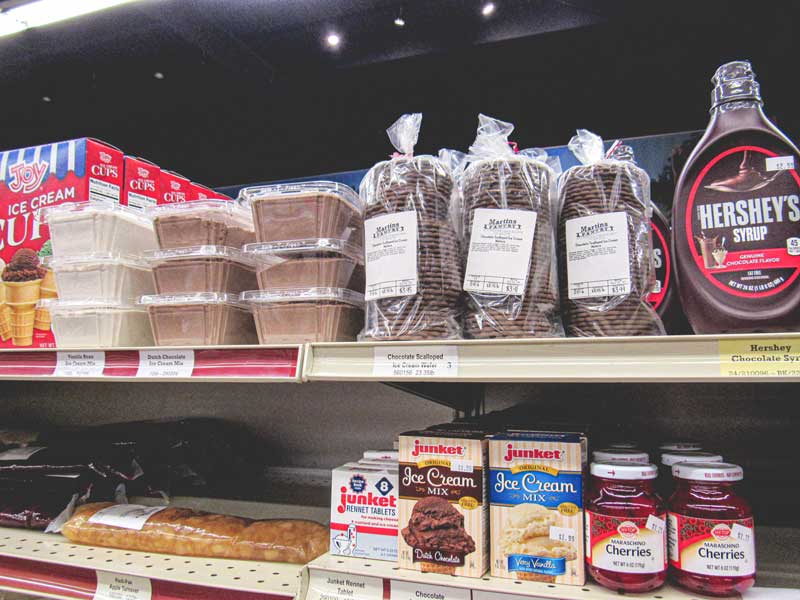 Shelves of dry goods